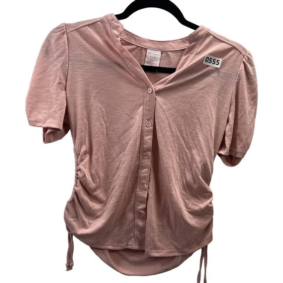 No Boundaries Junior/women’s Top Size S(3-5) color Pink short sleeve Button Up - Picture 1 of 11